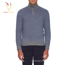 1/4 cremallera jersey de lana de cuello alto para hombres